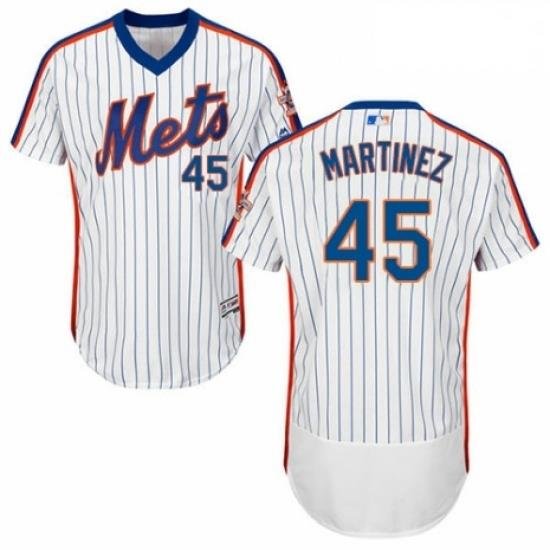 Mens Majestic New York Mets 45 Pedro Martinez White Alternate Flex Base Authentic Collection MLB Jersey