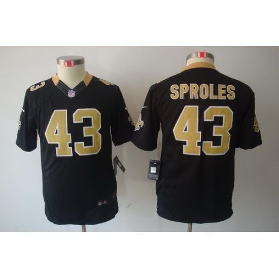 Nike Youth NeW Orleans Saints #43 Darren Sproles Black Limited Jerseys