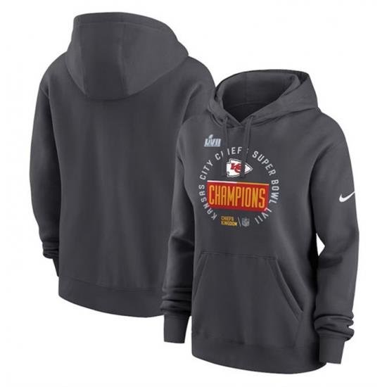 Women Kansas City Chiefs Black Super Bowl LVII Champions Pullover Hoodie