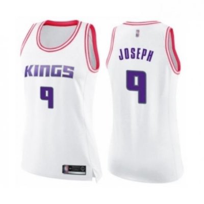 Womens Sacramento Kings 9 Cory Joseph Swingman White Pink Fashion Basketball Jersey