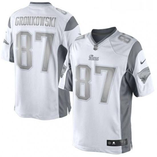 Mens Nike New England Patriots 87 Rob Gronkowski Limited White Platinum NFL Jersey