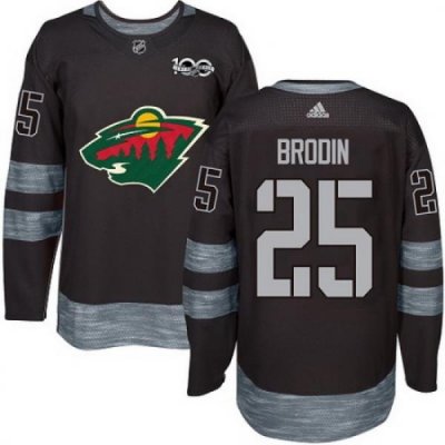 Wild #25 Jonas Brodin Black 1917 2017 100th Anniversary Stitched NHL Jersey