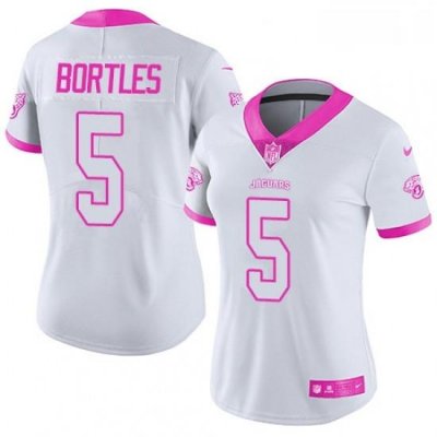 Womens Nike Jacksonville Jaguars 5 Blake Bortles Limited WhitePink Rush Fashion NFL Jersey