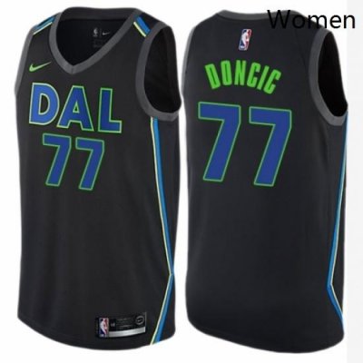 Womens Nike Dallas Mavericks 77 Luka Doncic Swingman Black NBA Jersey City Edition