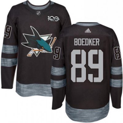 Mens Adidas San Jose Sharks 89 Mikkel Boedker Authentic Black 1917 2017 100th Anniversary NHL Jersey