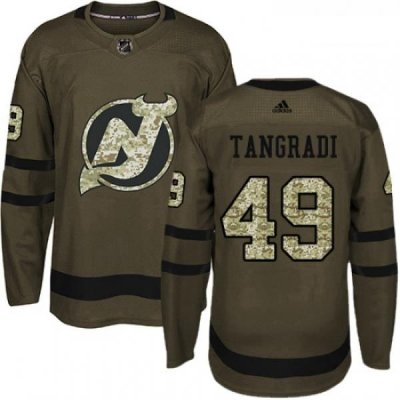 Youth Adidas New Jersey Devils 49 Eric Tangradi Authentic Green Salute to Service NHL Jersey