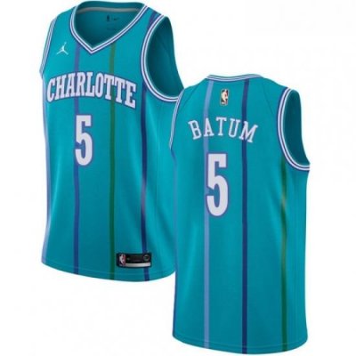 Womens Nike Jordan Charlotte Hornets 5 Nicolas Batum Authentic Aqua Hardwood Classics NBA Jersey