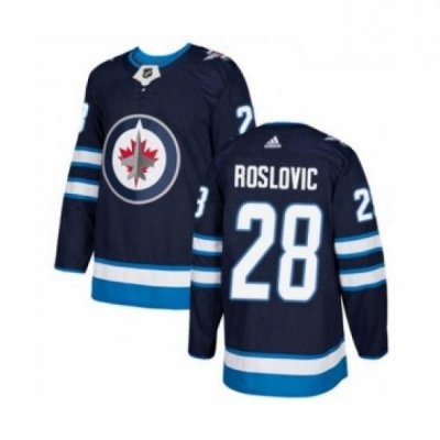 Mens Adidas Winnipeg Jets 28 Jack Roslovic Authentic Navy Blue Home NHL Jersey