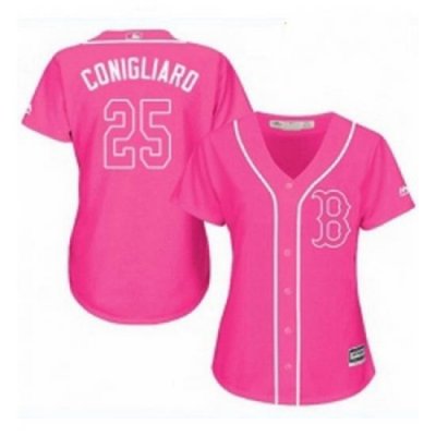 Womens Majestic Boston Red Sox 25 Tony Conigliaro Authentic Pink Fashion MLB Jersey