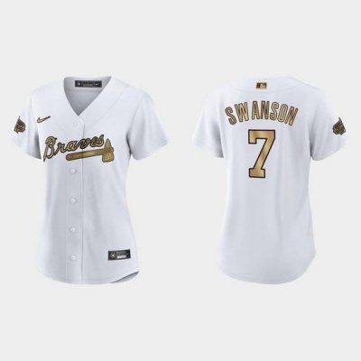 Women Atlanta Braves Dansby SWanson 2022 Mlb All Star Game Replica White Jersey