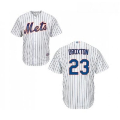 Mens NeW York Mets 23 Keon Broxton Replica White Home Cool Base Baseball Jersey