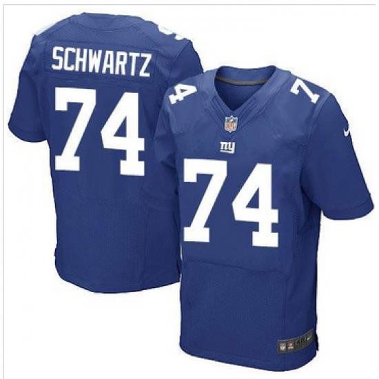 Nike New York Giants #74 Geoff Schwartz Royal Blue Team Color Men 27s Stitched NFL Elite Jersey