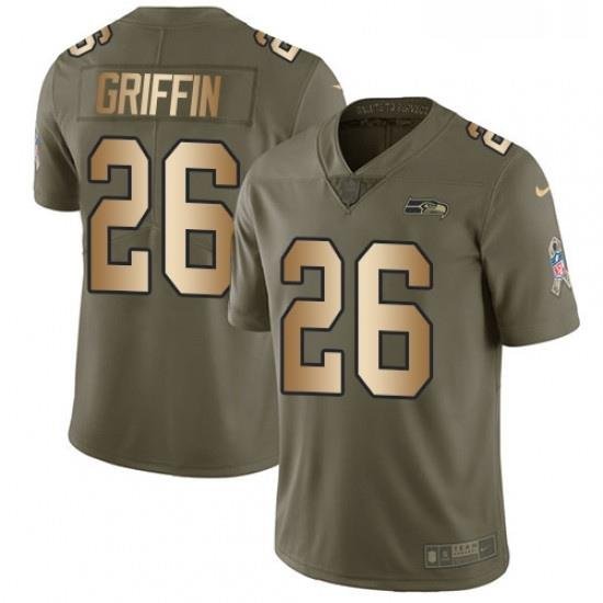 Mens Nike Seattle Seahawks 26 Shaquill Griffin Limited OliveGold 2017 Salute to Service NFL Jersey