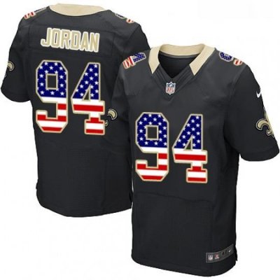 Mens Nike NeW Orleans Saints 94 Cameron Jordan Elite Black Home USA Flag Fashion NFL Jersey