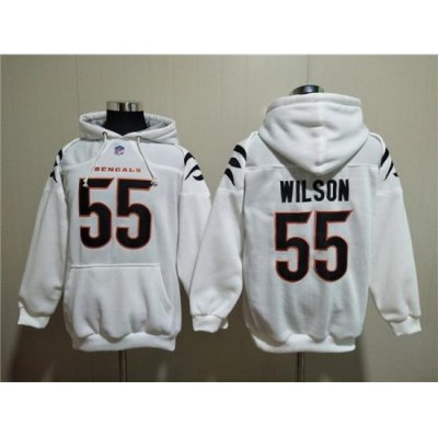 Men Cincinnati Bengals 55 Logan Wilson White Pullover Hoodie