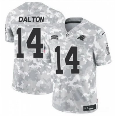 Men Carolina Panthers 14 Andy Dalton 2024 F U S E Arctic Camo Salute To Service Limited Stitched Football Jersey