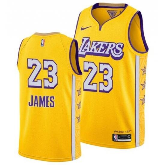 Men's Los Angeles Lakers #23 LeBron James 2020 Gold Finals Stitched NBA Jersey