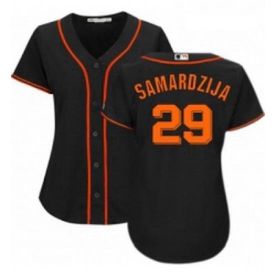 Womens Majestic San Francisco Giants 29 Jeff Samardzija Replica Black Alternate Cool Base MLB Jersey