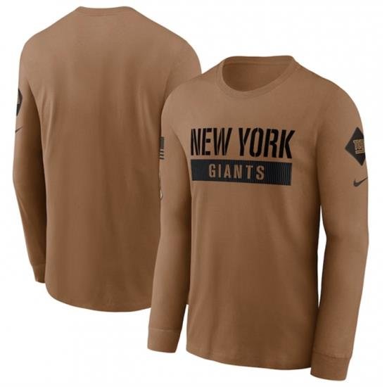 Men New York Giants 2023 Brown Salute To Service Long Sleeve T Shirt