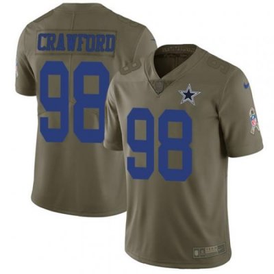 Nike CoWboys #98 Tyrone CraWford Olive Mens Stitched NFL Limited 2017 Salute To Service Jersey