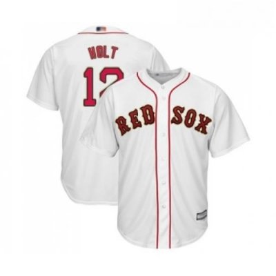 Youth Boston Red Sox 12 Brock Holt Authentic White 2019 Gold Program Cool Base Baseball Jersey