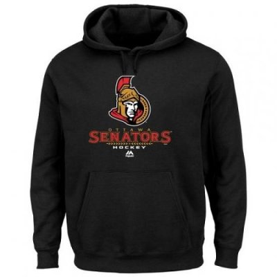 NHL Mens Ottawa Senators Majestic Critical Victory VIII Fleece Hoodie Black