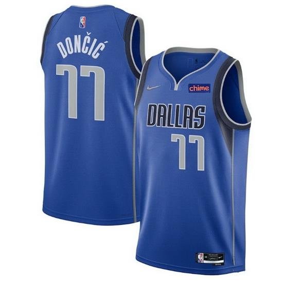 Men's Dallas Mavericks #77 Luka Doncic 75th Anniversary Blue Stitched Basketball Jersey