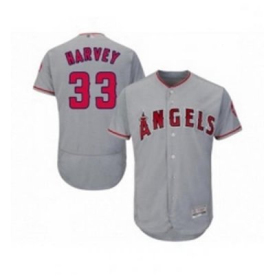 Mens Los Angeles Angels of Anaheim 33 Matt Harvey Grey Road Flex Base Authentic Collection Baseball Jersey