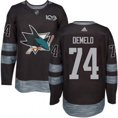 Mens Adidas San Jose Sharks 74 Dylan DeMelo Premier Black 1917 2017 100th Anniversary NHL Jersey