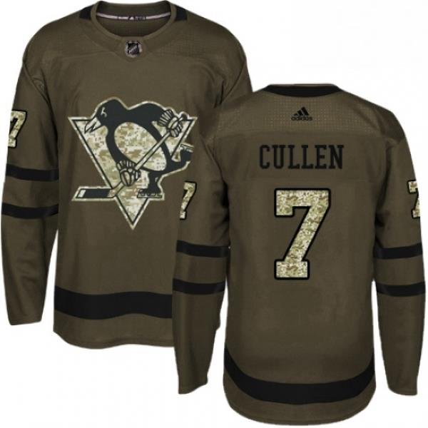 Mens Adidas Pittsburgh Penguins 7 Matt Cullen Authentic Green Salute to Service NHL Jersey