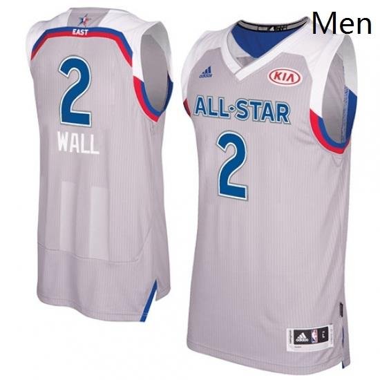 Mens Adidas Washington Wizards 2 John Wall Swingman Gray 2017 All Star NBA Jersey