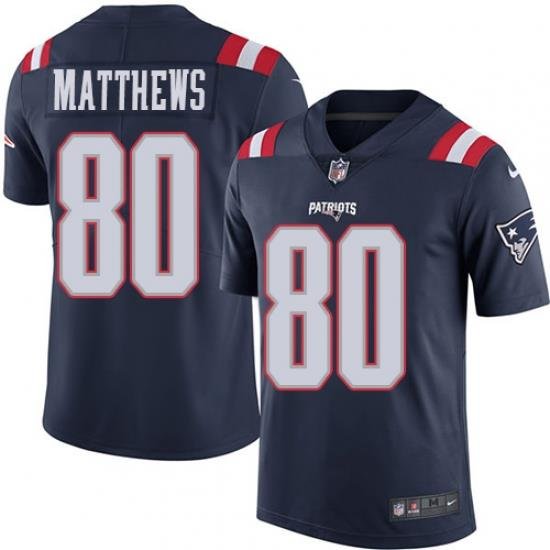 Nike Patriots #80 Jordan Matthews Navy Blue Mens Stitched NFL Limited Rush Jersey