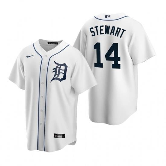 Mens Nike Detroit Tigers 14 Christin SteWart White Home Stitched Baseball Jersey