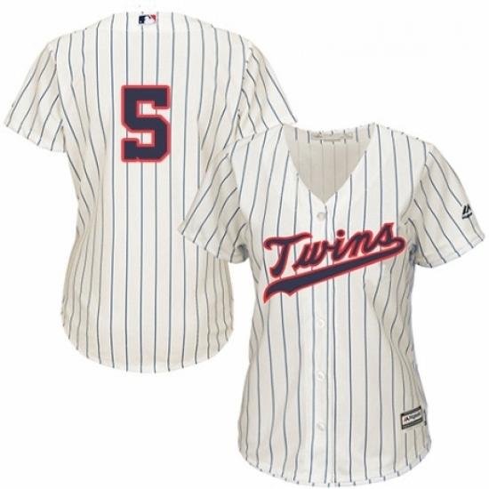 Womens Majestic Minnesota Twins 5 Eduardo Escobar Replica Cream Alternate Cool Base MLB Jersey