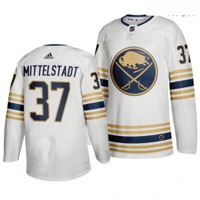 Sabres 37 Casey Mittelstadt White 50th Anniversary Adidas Jersey