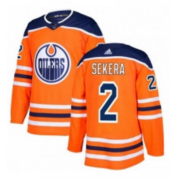 Youth Adidas Edmonton Oilers 2 Andrej Sekera Authentic Orange Home NHL Jersey