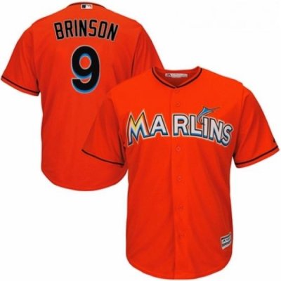 Youth Majestic Miami Marlins 9 Lewis Brinson Replica Orange Alternate 1 Cool Base MLB Jersey