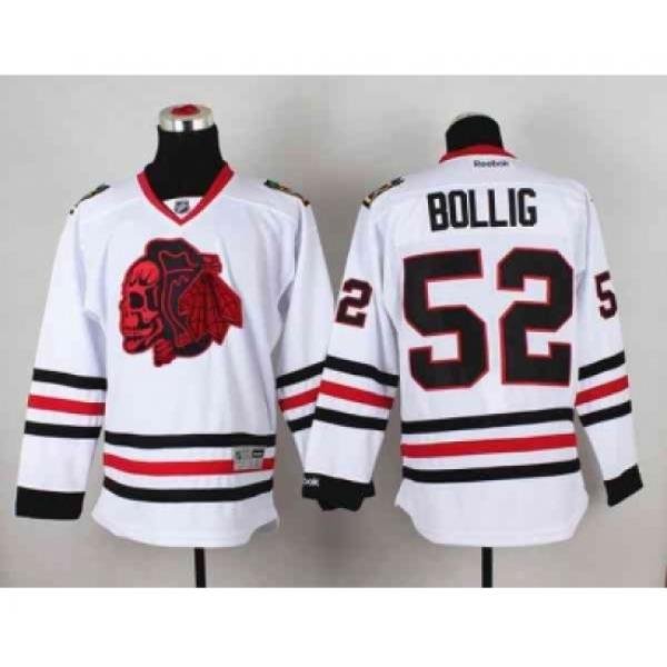 nhl jerseys chicago blackhawks #52 bollig white[the skeleton head]