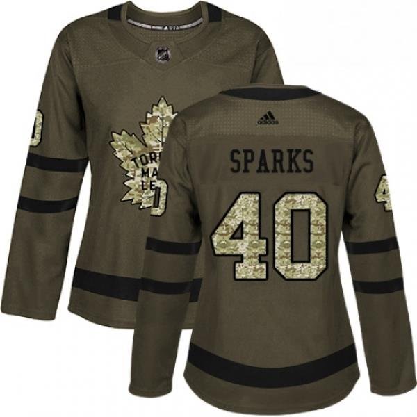 Womens Adidas Toronto Maple Leafs 40 Garret Sparks Authentic Green Salute to Service NHL Jersey