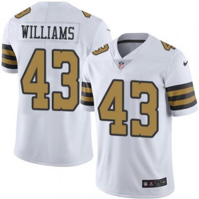 Nike Saints #43 Marcus Williams White Mens Stitched NFL Limited Rush Jersey