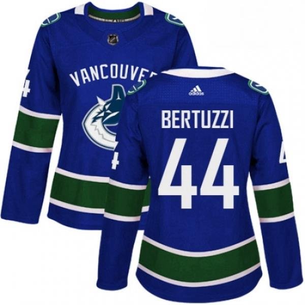 Womens Adidas Vancouver Canucks 44 Todd Bertuzzi Authentic Blue Home NHL Jersey