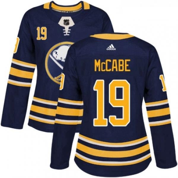 Womens Adidas Buffalo Sabres 19 Jake McCabe Premier Navy Blue Home NHL Jersey