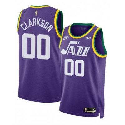 Men Utah Jazz 00 Jordan Clarkson Purple 2023 Classic Edition Stitched Basketball Jersey