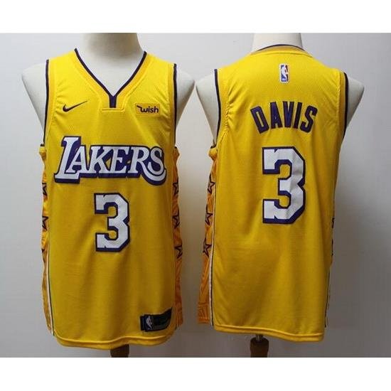 Men Lakers 3 Anthony Davis Yellow City Edition Jersey