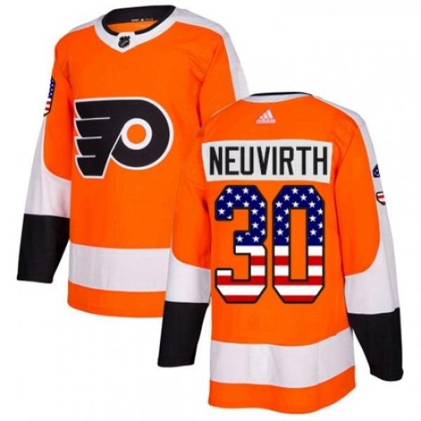 Youth Adidas Philadelphia Flyers 30 Michal Neuvirth Authentic Orange USA Flag Fashion NHL Jersey