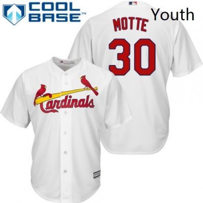 Youth Majestic St Louis Cardinals 30 Jason Motte Authentic White Home Cool Base MLB Jersey