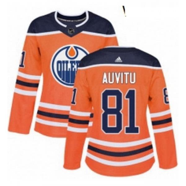 Womens Adidas Edmonton Oilers 81 Yohann Auvitu Authentic Orange Home NHL Jersey