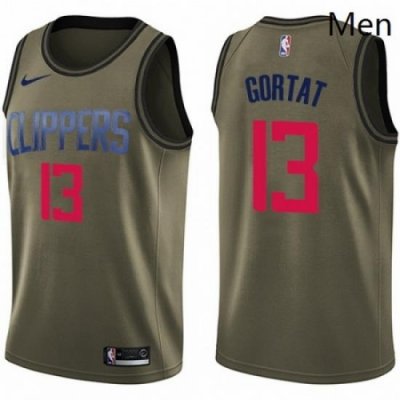 Mens Nike Los Angeles Clippers 13 Marcin Gortat Swingman Green Salute to Service NBA Jersey