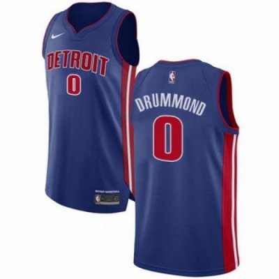 Mens Nike Detroit Pistons 0 Andre Drummond Authentic Royal Blue Road NBA Jersey Icon Edition