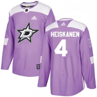 Youth Adidas Dallas Stars 4 Miro Heiskanen Authentic Purple Fights Cancer Practice NHL Jersey